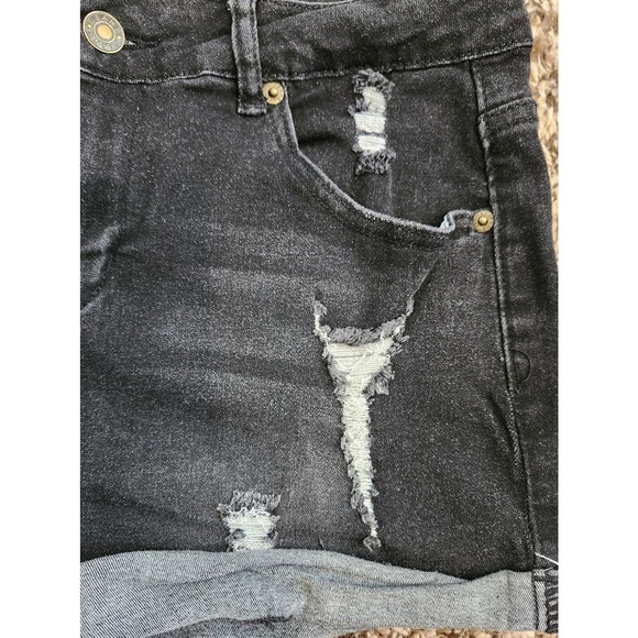 Distressed Jean Shorts‎ Juniors Size M Black - Picture 4 of 6